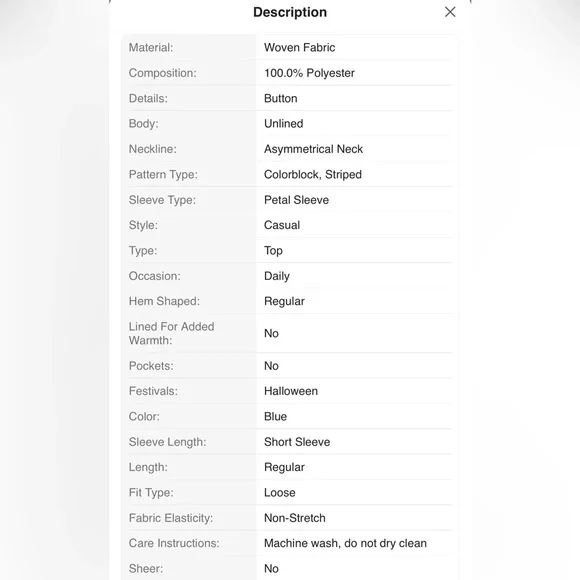 SHEIN Blue Short-Sleeve Asymmetrical Collar Blouse - Picture 7 of 8